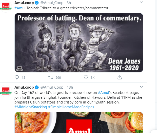 Amul Twitter post