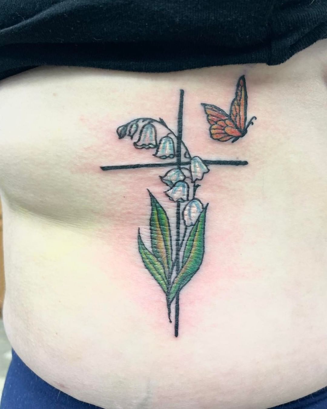 White Flower Cross Tattoo
