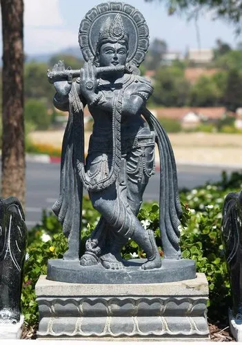 Krishna marble statue with flute