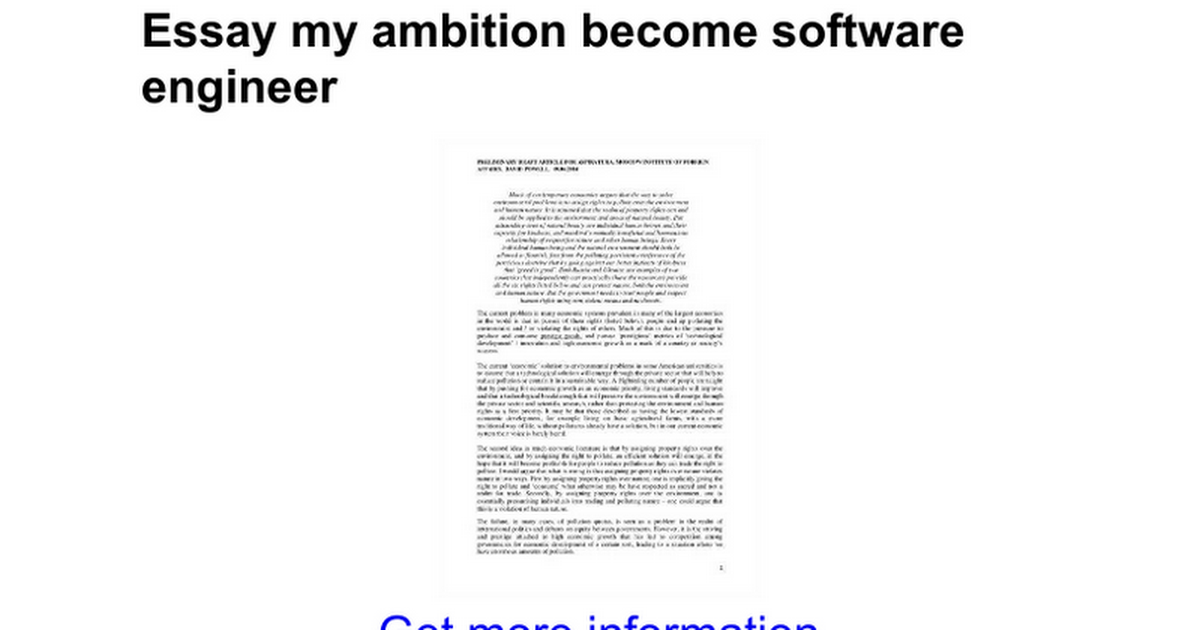 my aim in life to become a software engineer essay