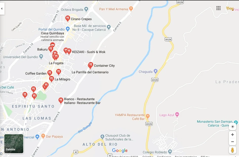 Ubicaciones de restaurantes Armenia Colombia - Google maps