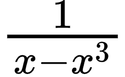 {"id":"10","type":"$","code":"$\\frac{1}{x-x^{3}}$","font":{"color":"#000000","family":"Arial","size":12},"ts":1602667129550,"cs":"KiFBBDuQB8blM3NxShl/sA==","size":{"width":41,"height":25}}
