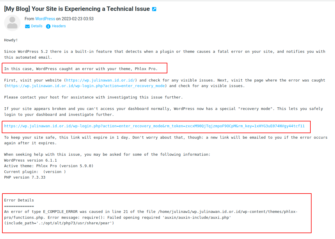 WordPress Recovery Mode: Definisi, Fitur dan Cara Kerjanya