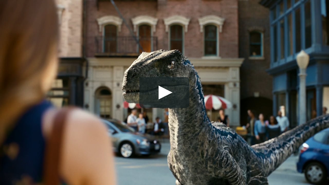 Image of a Velociraptor on a city street