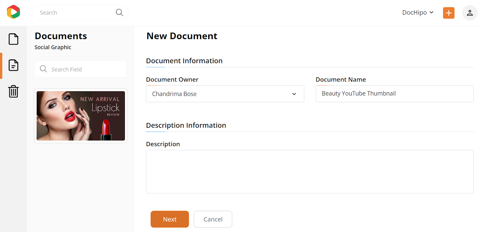 Create a new document in DocHipo