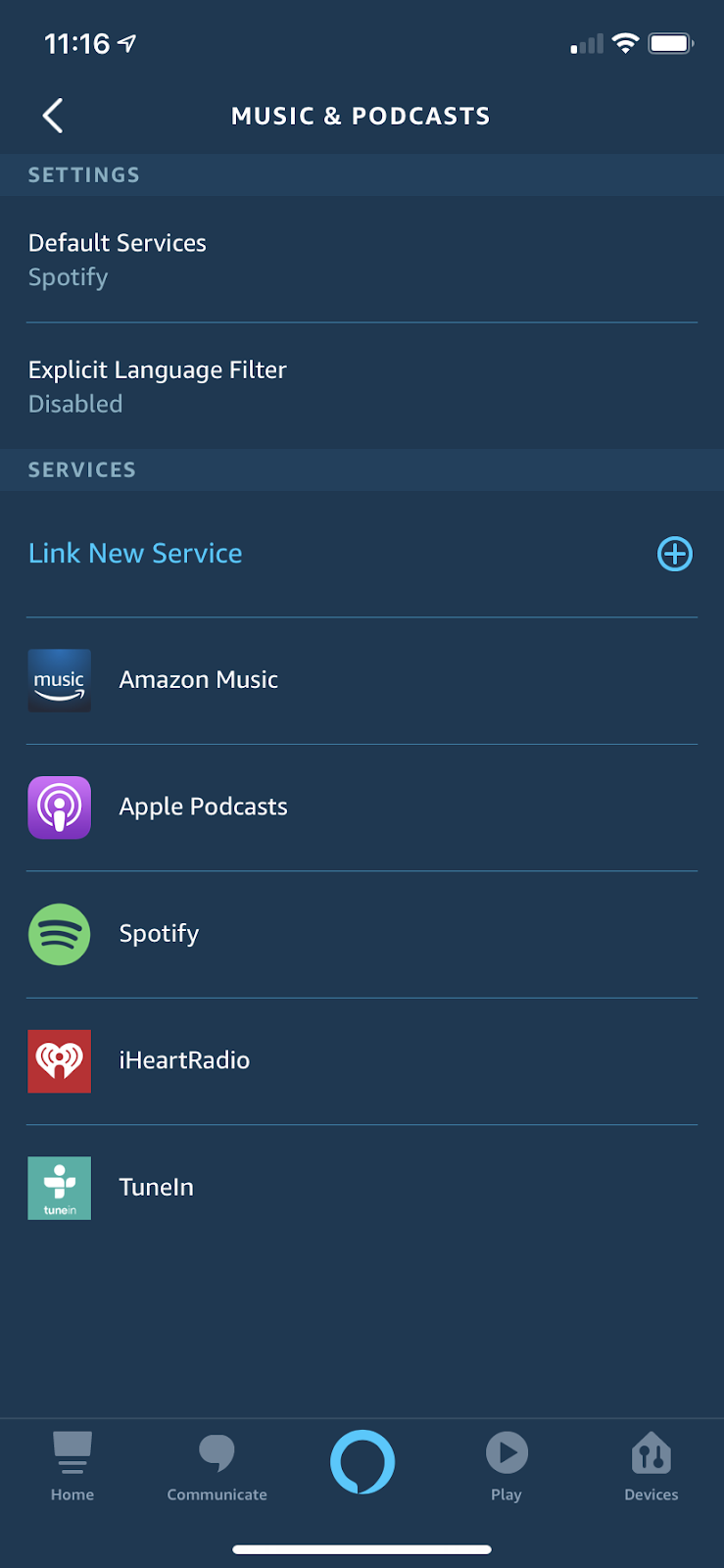 Music Providers in the Alexa App