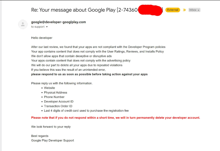 google play email