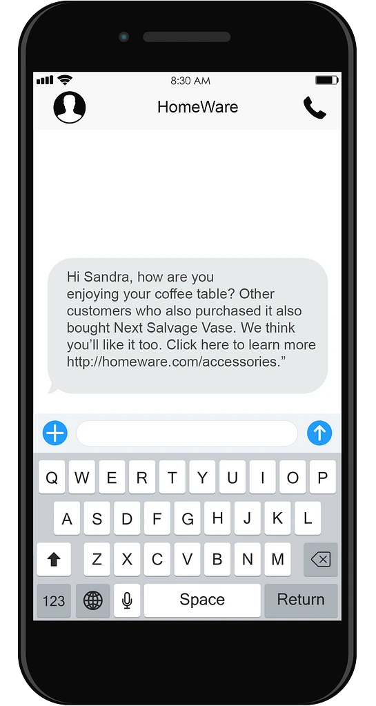 An engagement SMS example by HomeWare