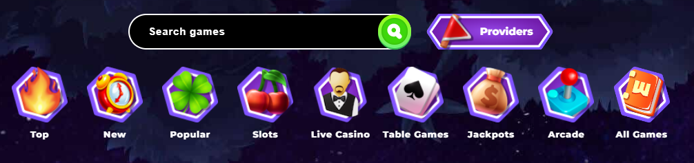 Catalogue de jeux Wazamba Casino