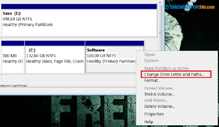 Chọn Change Drive Letter and Paths