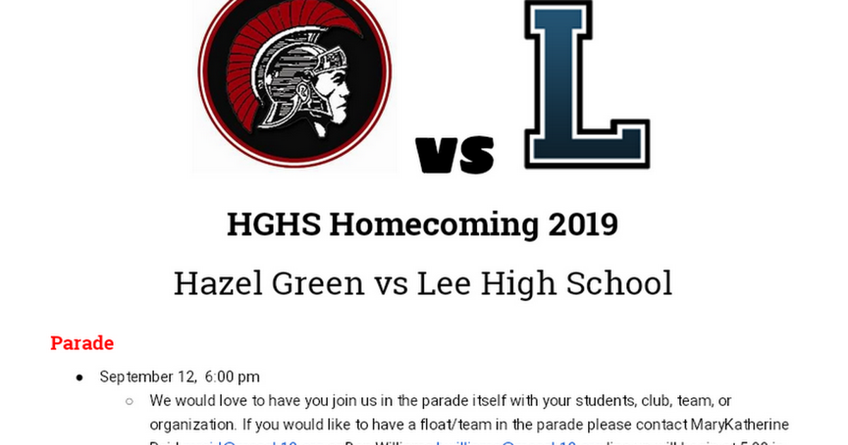 HGHS 2019 Homecoming Flyer