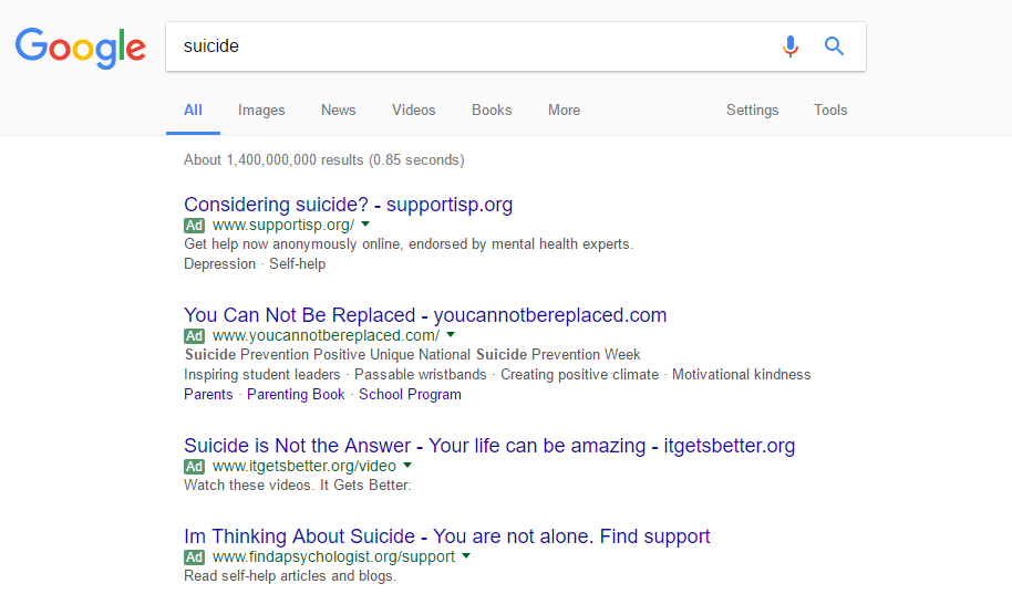 google tricks, suicide
