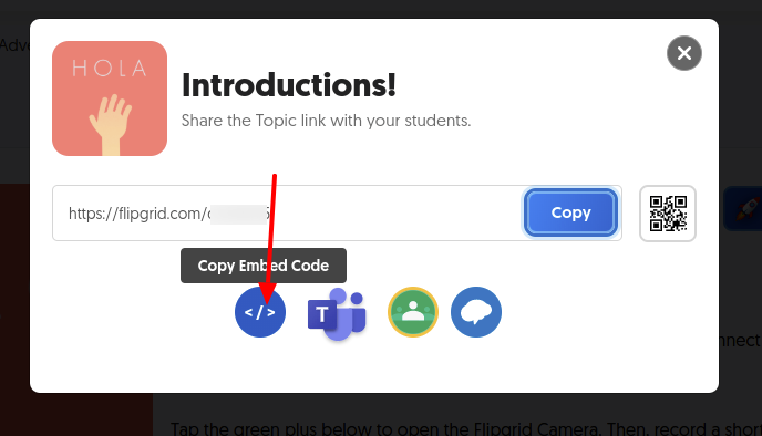 Flipgrid Embed code image