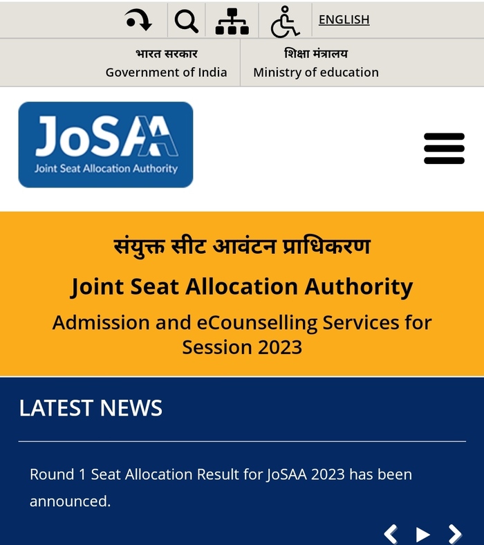 JoSAA Counselling 2023: Round 1 seat allotment