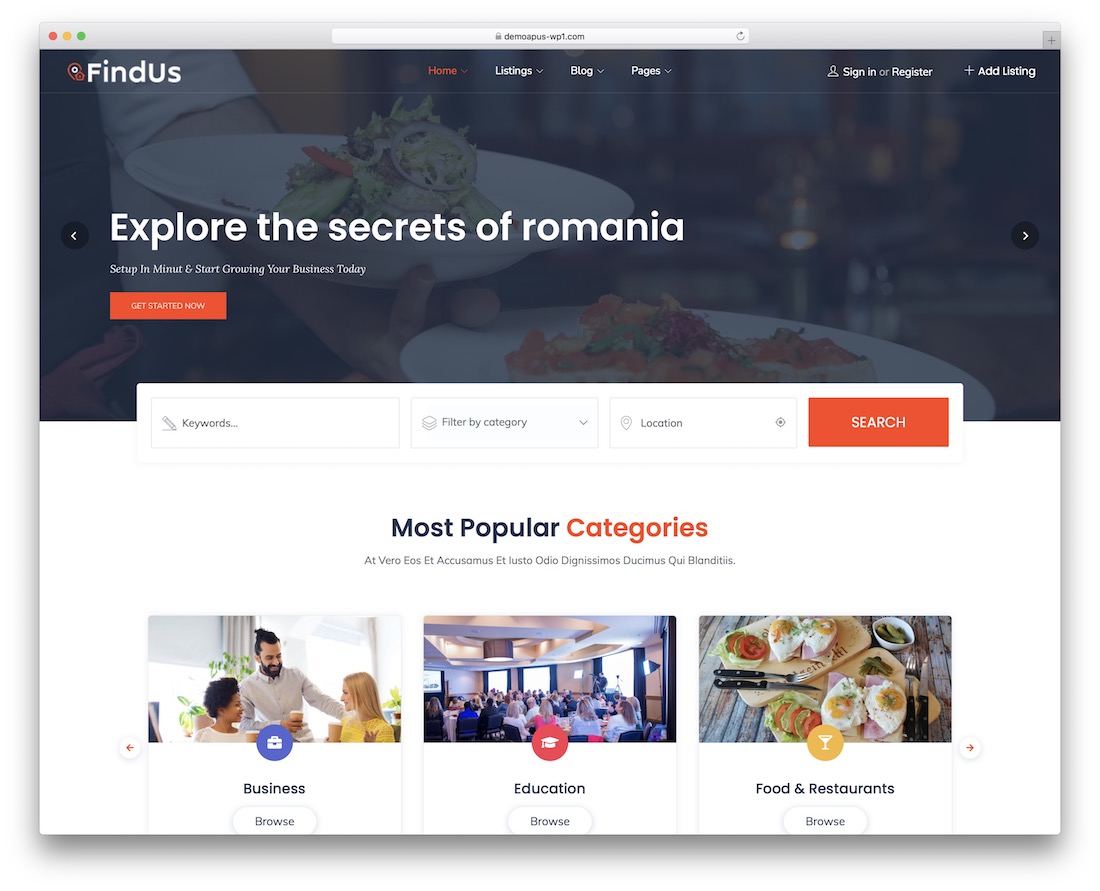 directorio de findus tema de wordpress