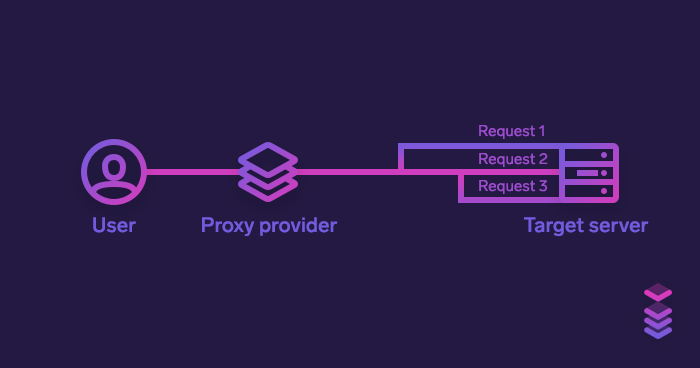User sends multiple requests with the help from rotating proxies