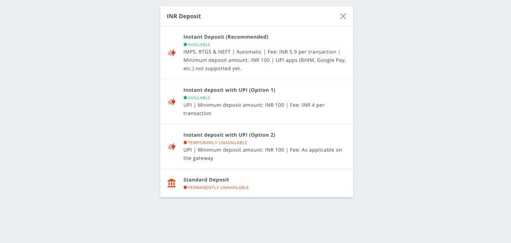 INR Deposit - WazirX
