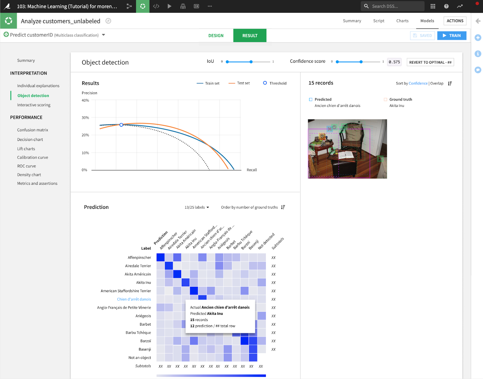 Explore evaluation metrics and use interactive scoring after training vision models.