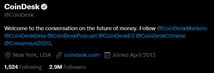 CoinDesk - One of the best accounts on crypto