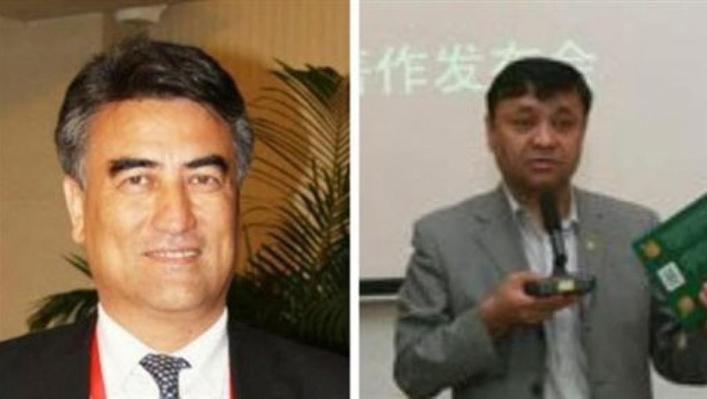 图为网传原新疆大学校长塔西甫拉提·特依拜(Tashpolat Tiyip)以及新疆医科大学原校长哈木拉提·乌普尔(Halmurat Ghopur)照片