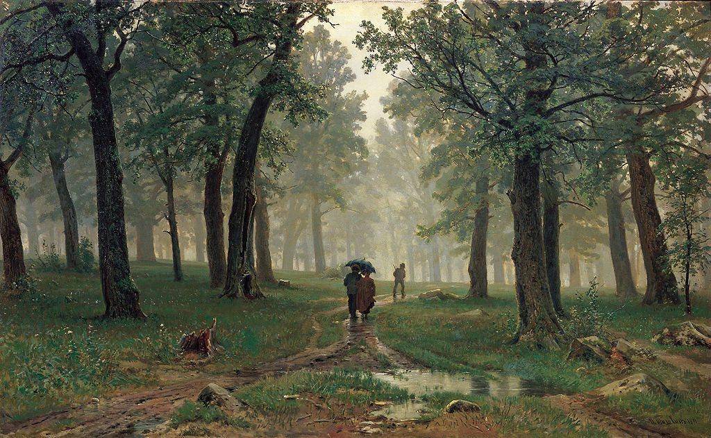 - Lluvia en un bosque de robles - Ivan Shishkin 1891