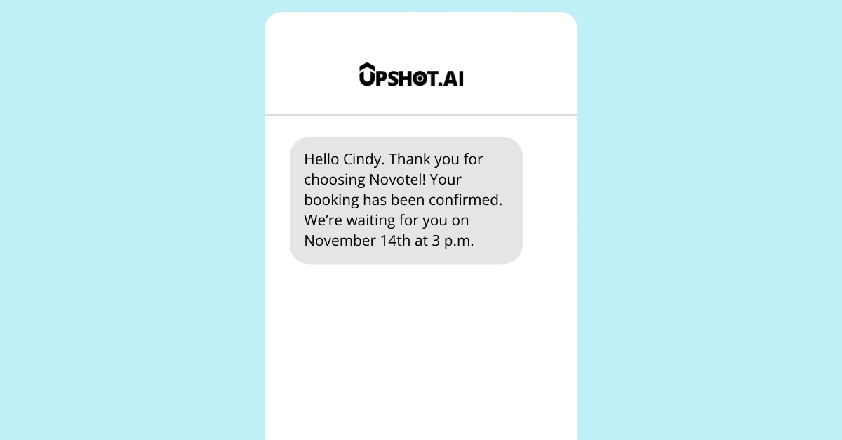 Booking confirmation message