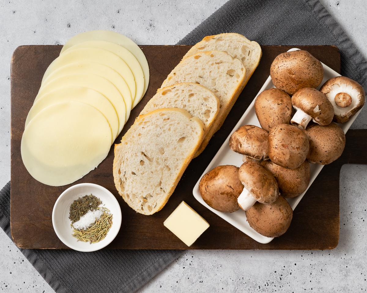 ingredients to make mushroom tartine