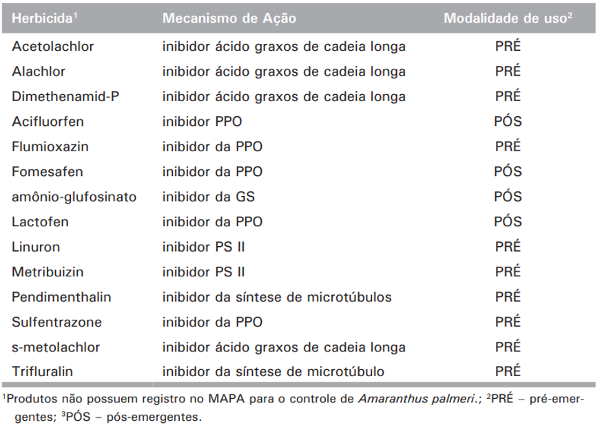 Herbicidas registrados para a cultura da soja no Brasil que demonstram ser efetivos nos Estados Unidos no controle de biótipos de caruru-palmeri 