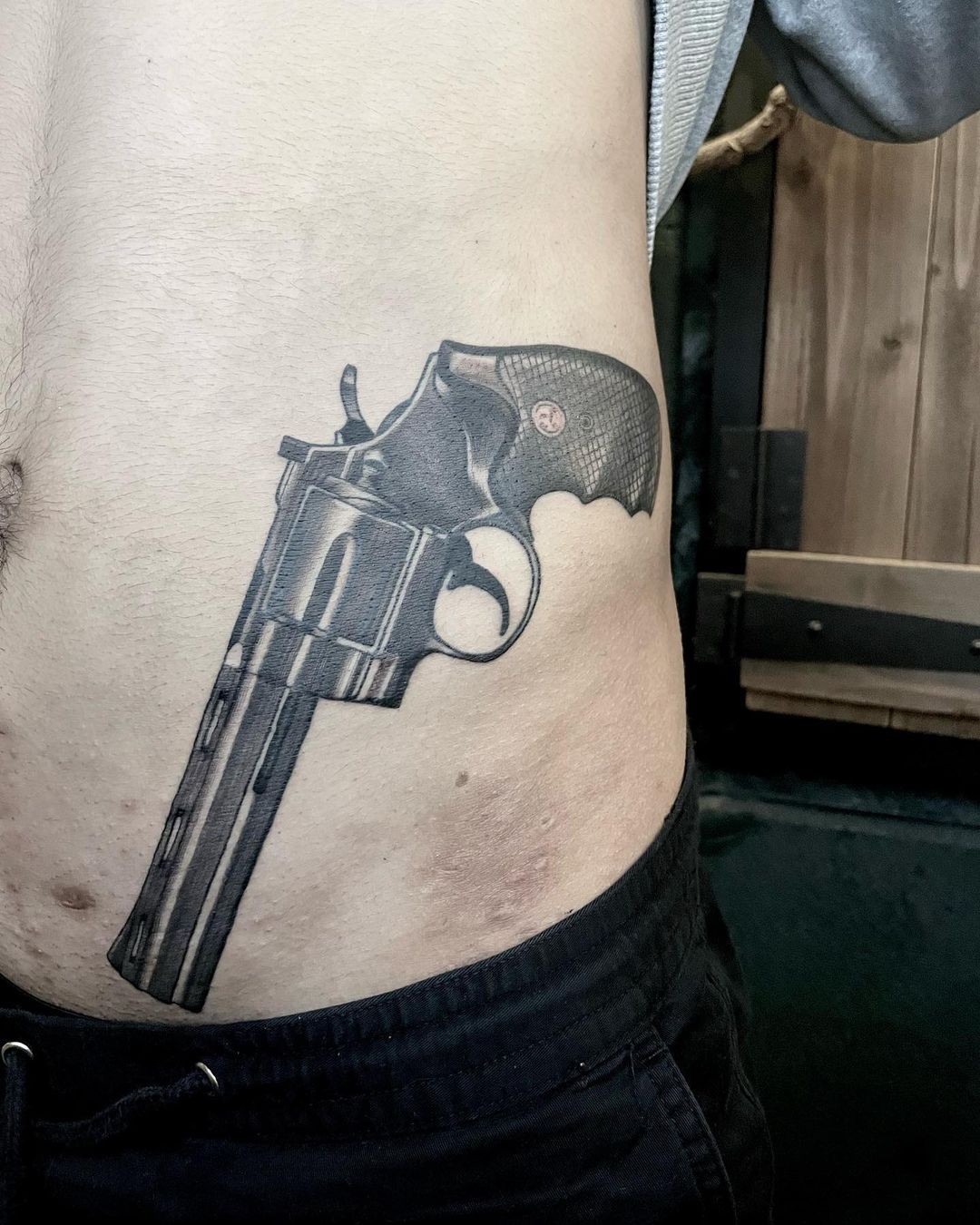 Black Ink Gun Tattoo