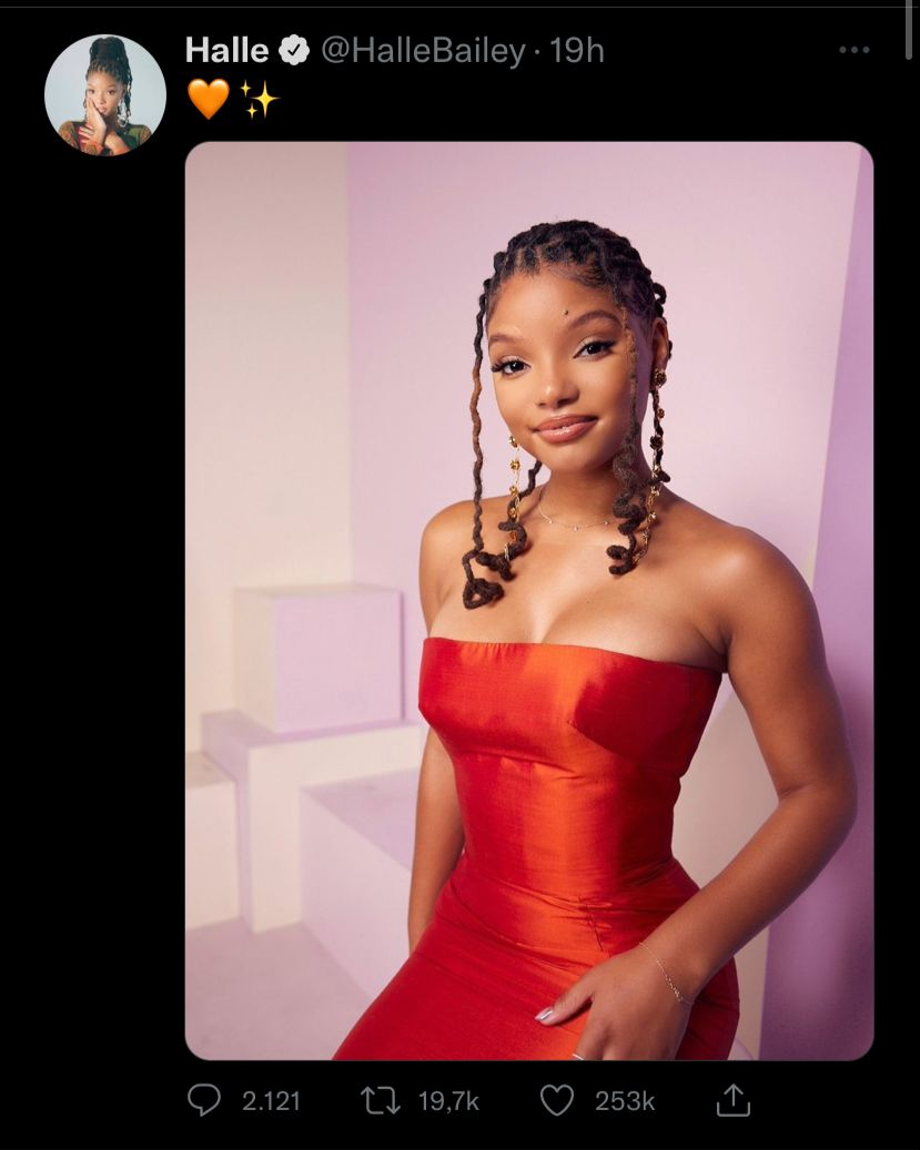 Publicação de Halle Bailey em seu Twitter