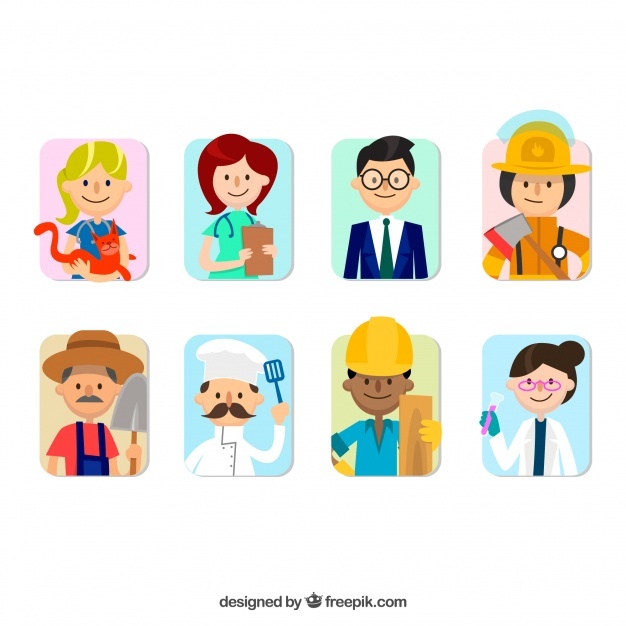 Fun variety of jobs avatars Free Vector