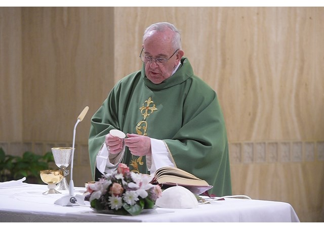 Pope Francis celebrates Mass at Casa Santa Marta