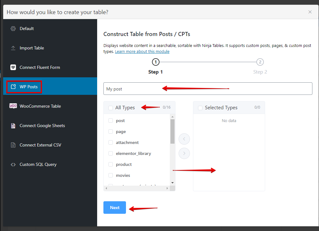 create a table in WordPress and add data to WordPress tables from posts