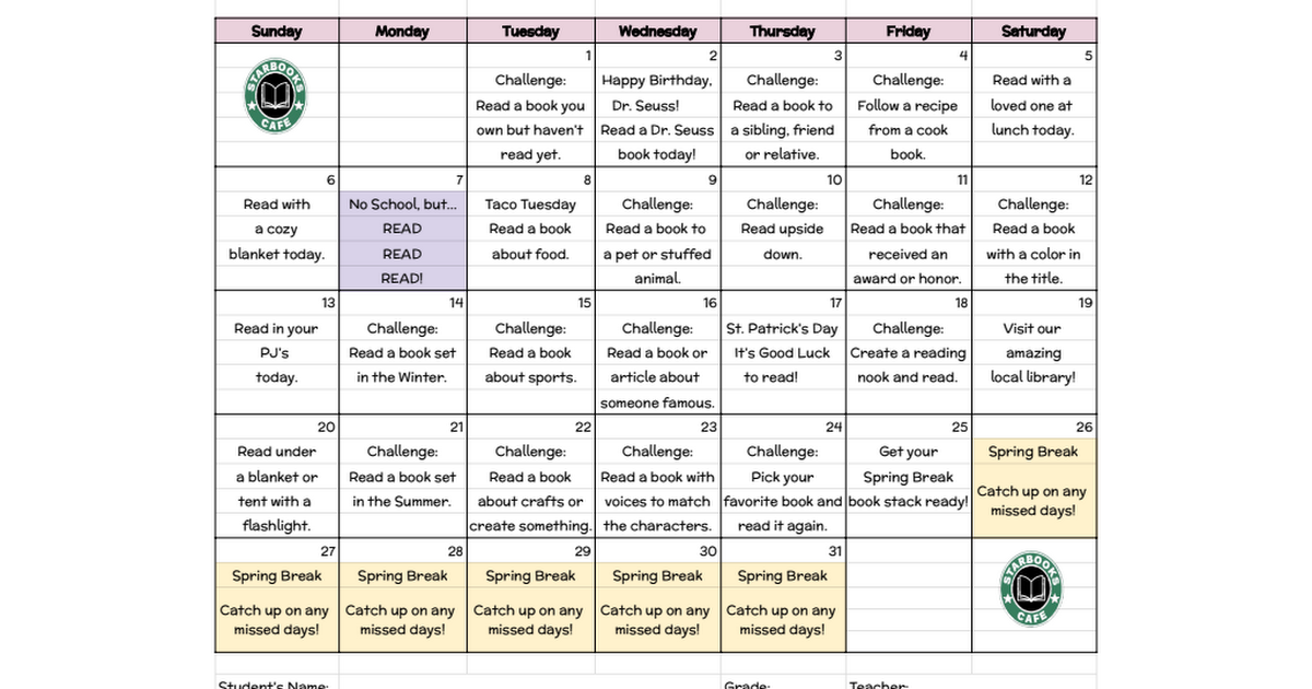 March is Reading Month 2022 Calendar - Sheet1.pdf