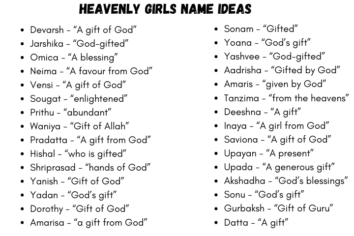 Heavenly girl names