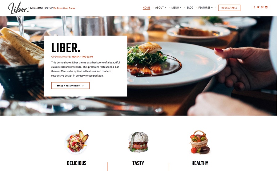 Liber Ultimate Restaurant & Bar WordPress Tema