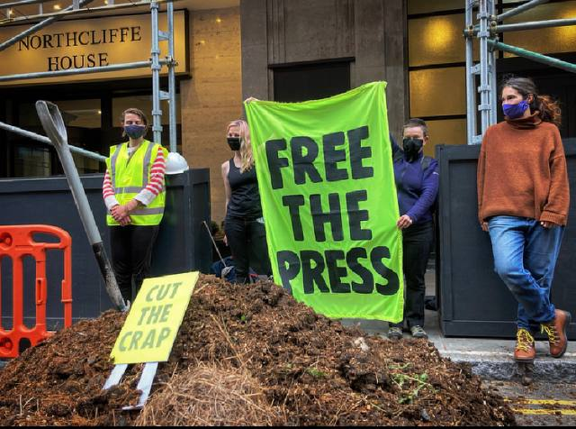 Free the press, cut the crap protest