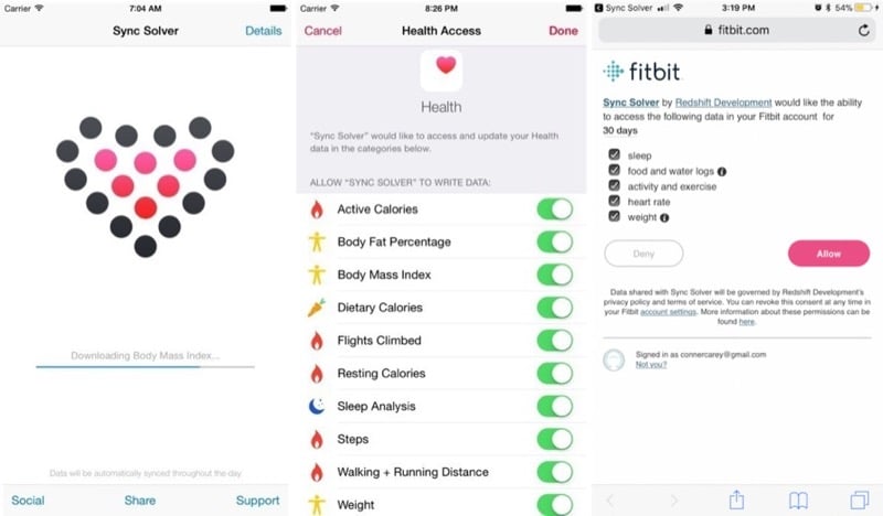 fitbit iphone health app sync