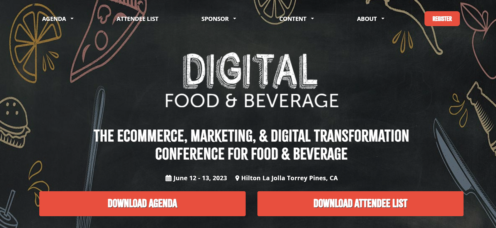 Digital Food & Beverage conference promotional website banner