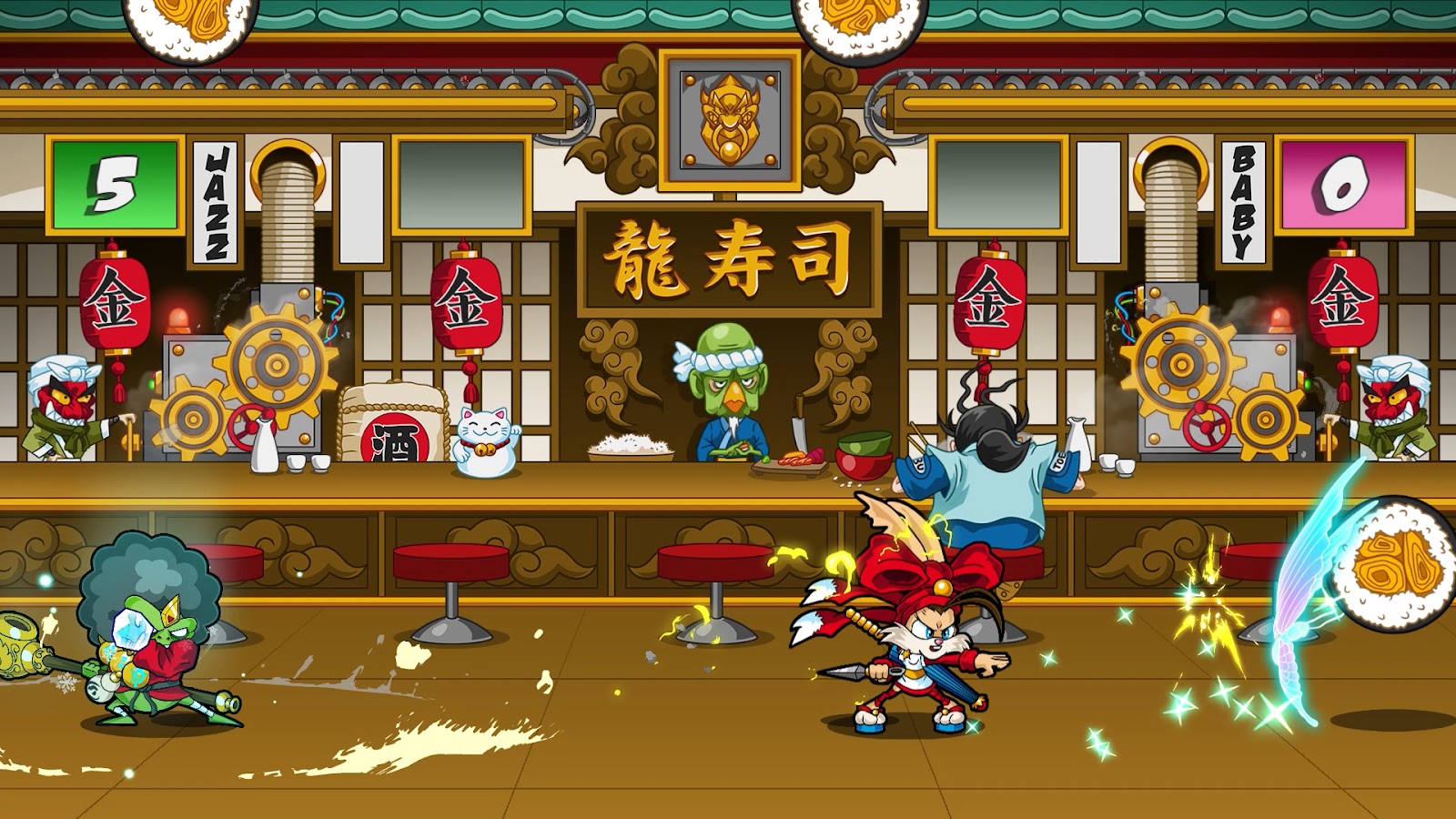 A level where the player is fighting in an oriental style world with attacks coming from both sides!