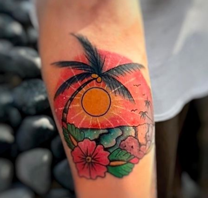 Hibiscus Palm Tree Tattoos