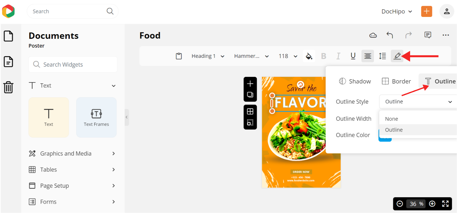 make the text transparent in food poster design