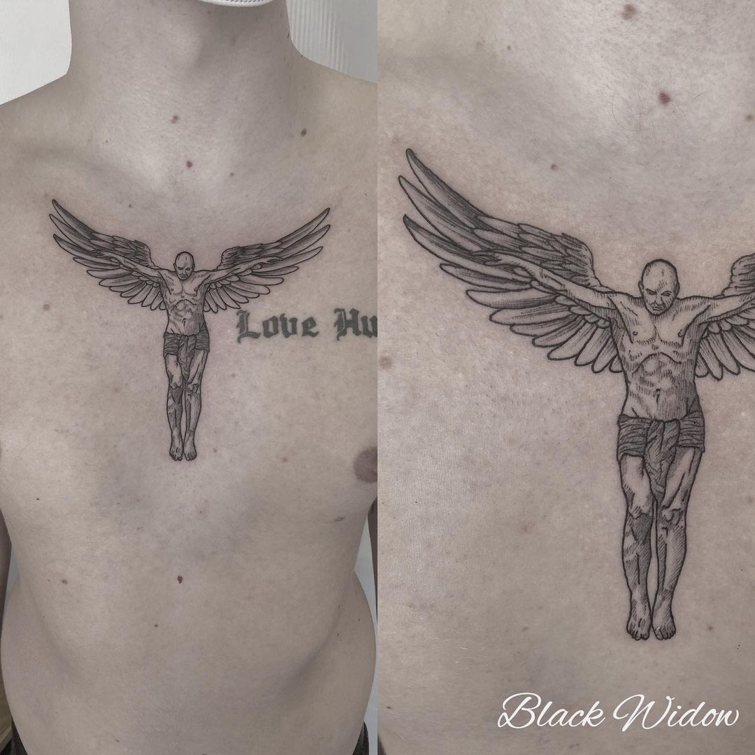 Attractive Angel Tattoo On Chest