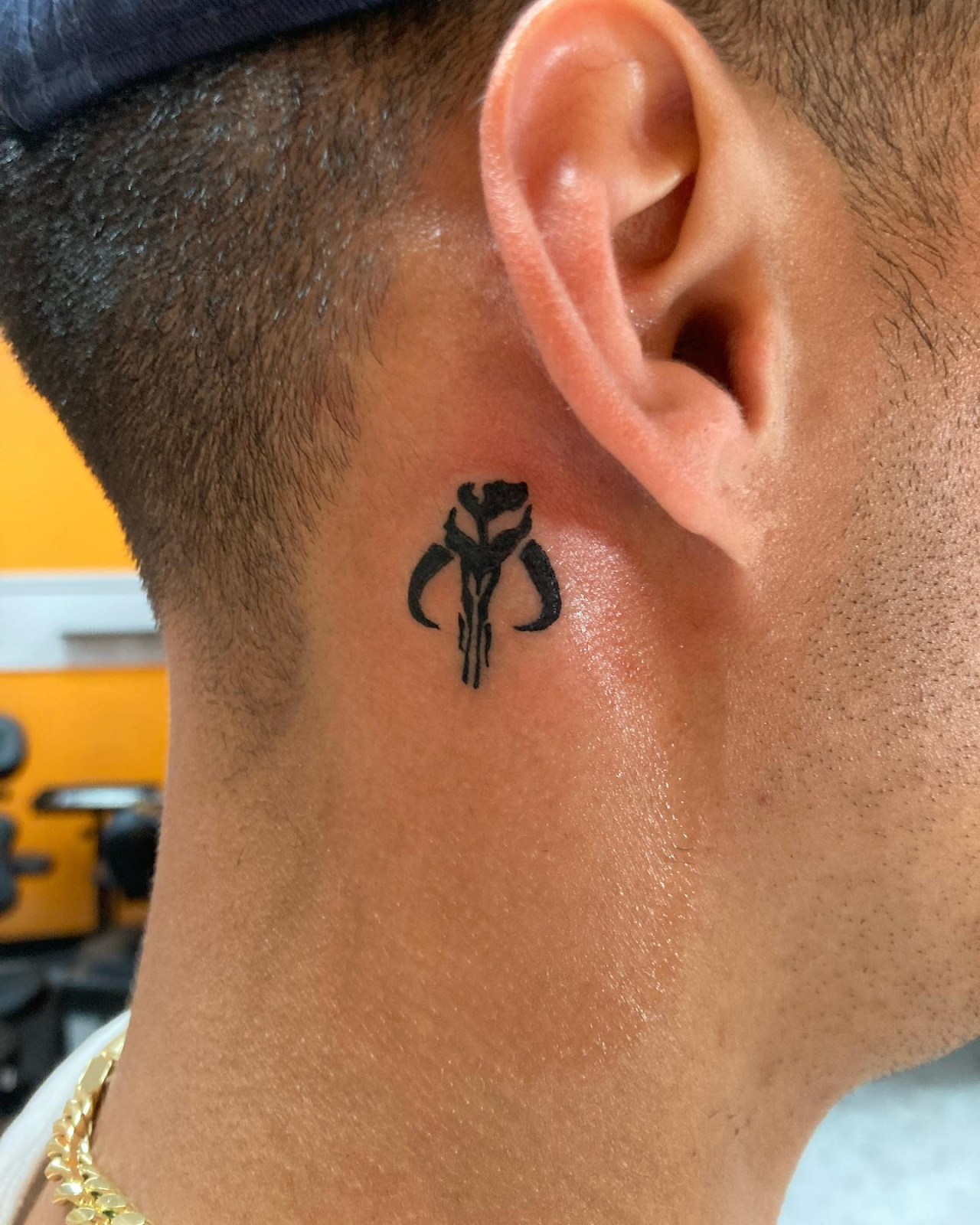 Mandalorian Symbol Behind The Ear Tattoo