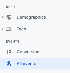 Where events are in ga4