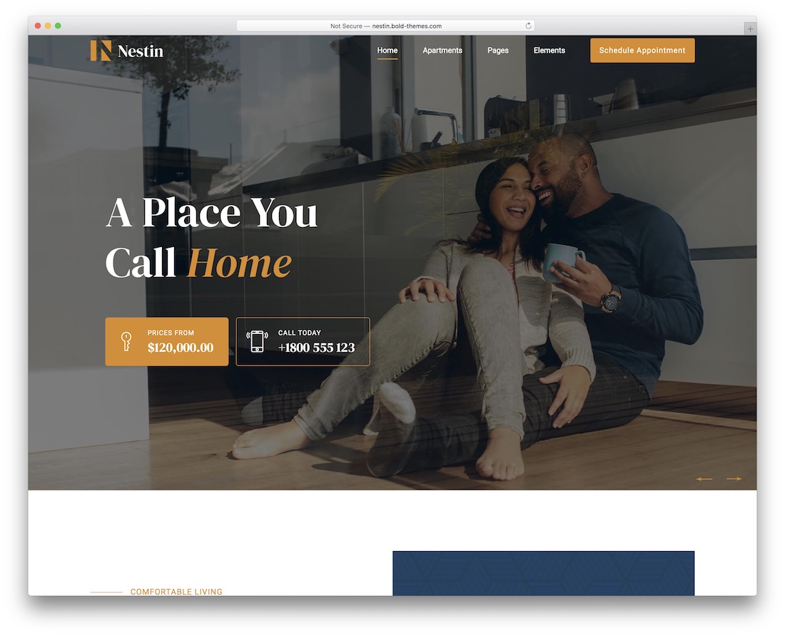 nestin real estate tema de wordpress