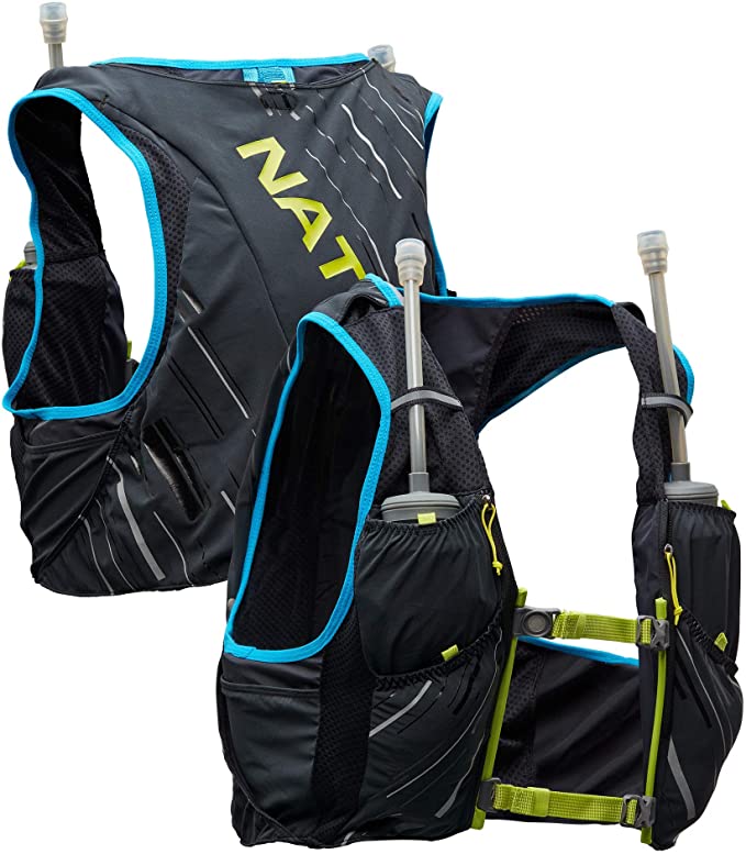 Nathan Pinnacle 4L Hydration Pack/Running Vest - 4L Capacity with Twin 20 oz Soft Flasks Bottles. Hydration Backpack for Running Hiking. Men/Women/Unisex