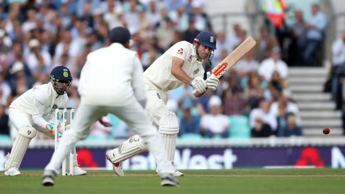 Cook playing batting against Indian team