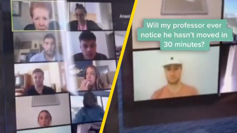Student ditched class by using a selfie as his Zoom background