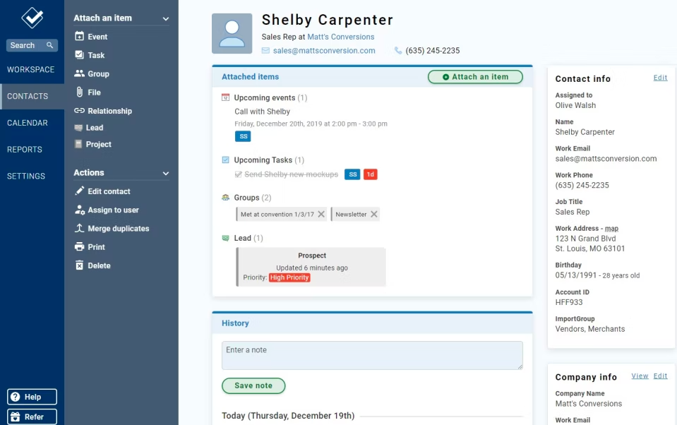 Less Annoying CRM dashboard